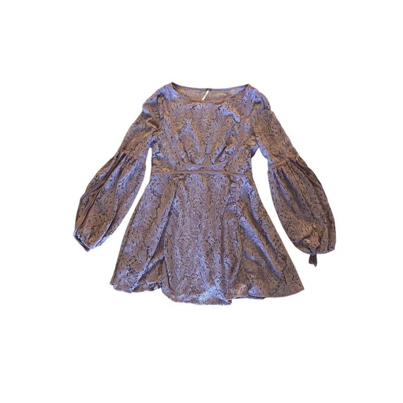 Free People Size‎ PS Moonlight Bay Paisley Long Sleeve Peasant Mini Dress Boho - Picture 3 of 10